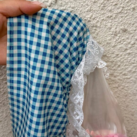 Boho Women's Vacation Plaid multi print Lace Splicing Camisole top - Picture 7 of 7